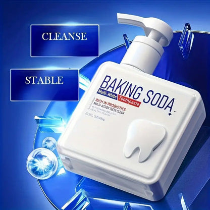 Minceetbien™ Large Capacity 300g Household Toothpaste, Pump Dispenser, Probiotic Containing Baking Soda Toothpaste, Deep Cleaning, Basic Cleaning, Whitening And Brightening, Fresh Breath.