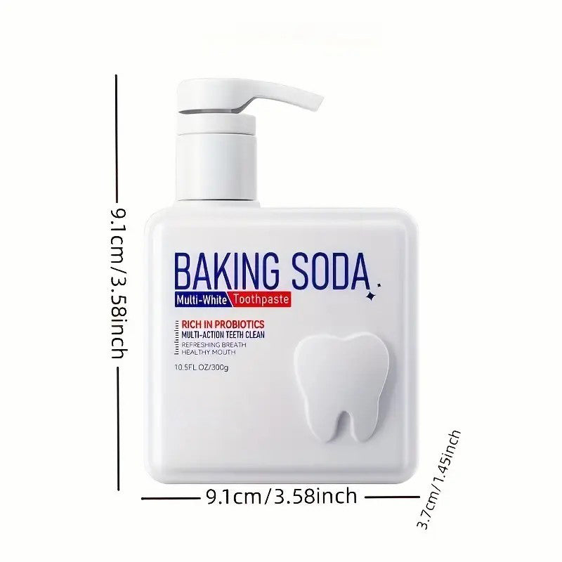 Minceetbien™ Large Capacity 300g Household Toothpaste, Pump Dispenser, Probiotic Containing Baking Soda Toothpaste, Deep Cleaning, Basic Cleaning, Whitening And Brightening, Fresh Breath.