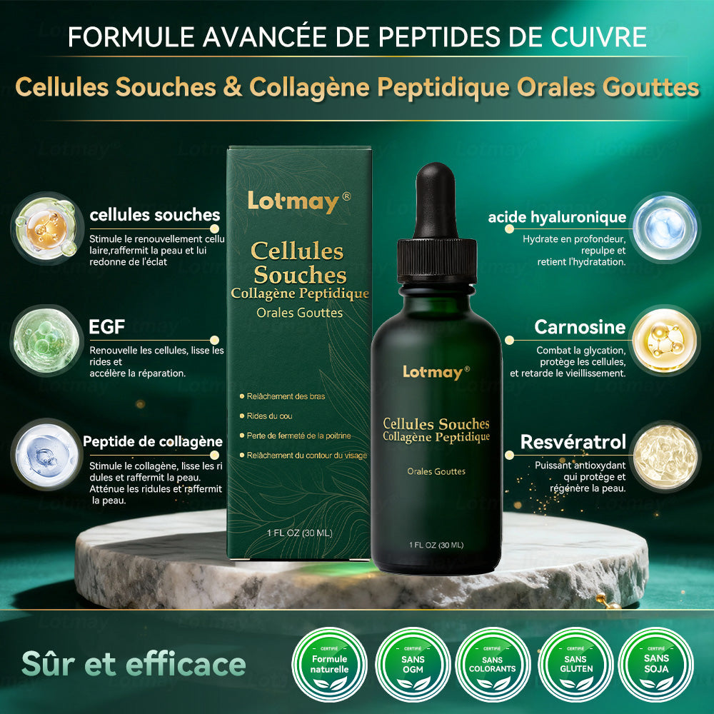 【Édition Exclusive Officiellement Autorisée】Lotmay® Sérum Oral de Cellules Souches et Peptides de Collagène 🛒(Raffermit et Tonifie la Peau Relâchée & Réduit la Formation de Rides）🌸